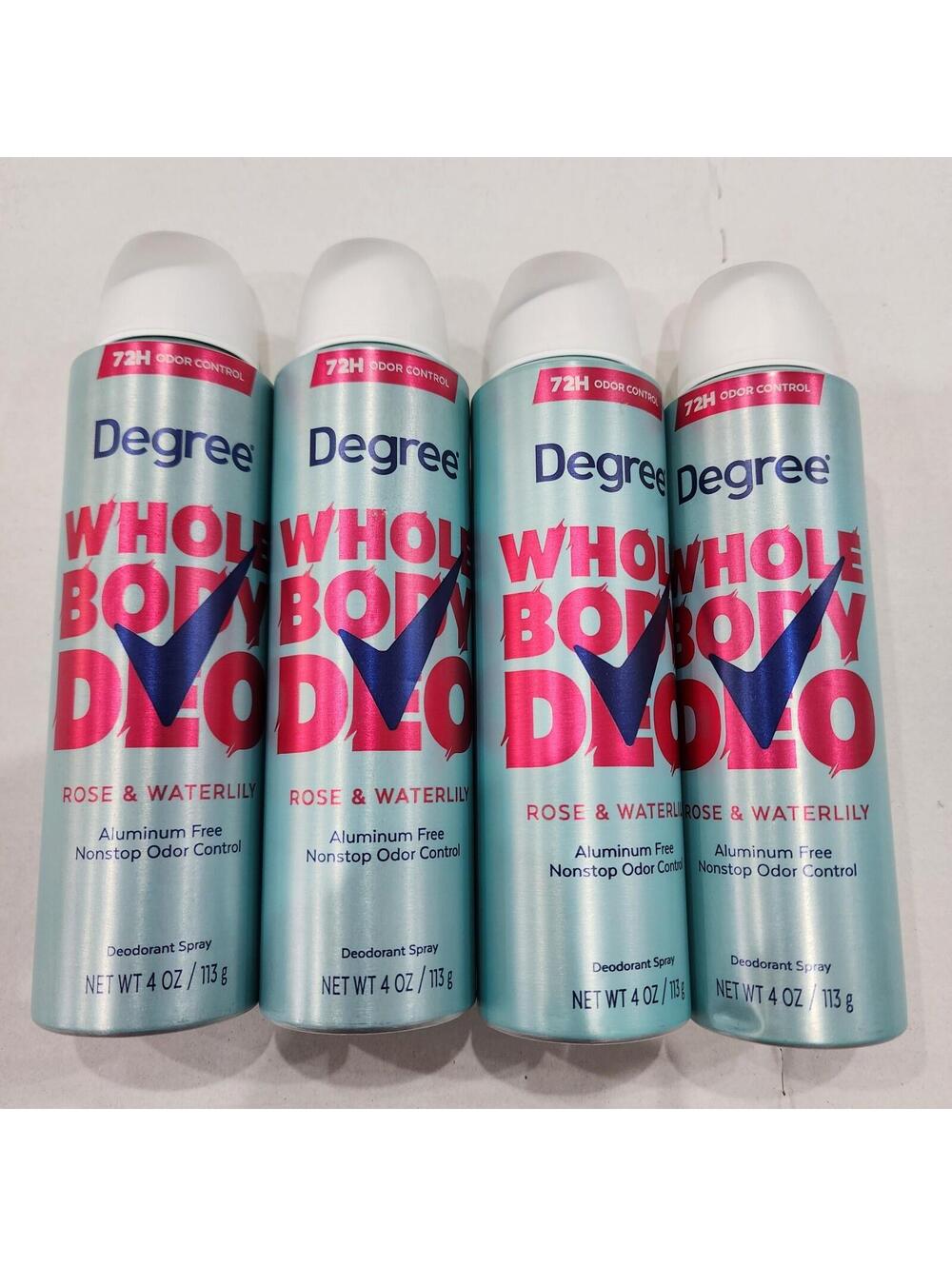 4pk Degree Whole Body Deo Womens Deodorant Spray 4oz Ea Aluminum Free New
